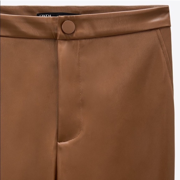 BLOGGERS FAVORITE ZARA Brown Faux Leather Leggings - Picture 4 of 12